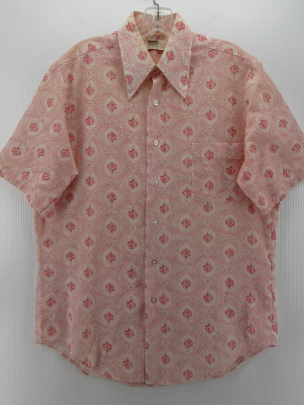 VINTAGE Montgomery Ward Shirt 15 1/2 70s Leisure Disco Floral Medium